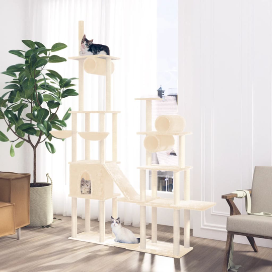 vidaXL Katträd med klöspelare sisal gräddvit 279 cm