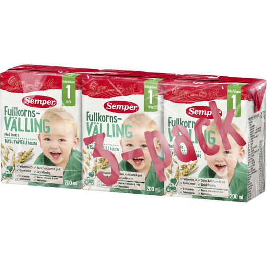 Semper Fullkornsvälling 1 år Drickfärdig 3 x 200 ml