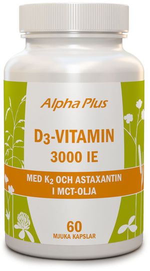Alpha Plus D3-Vitamin 3000 IE med K2 60 kapslar