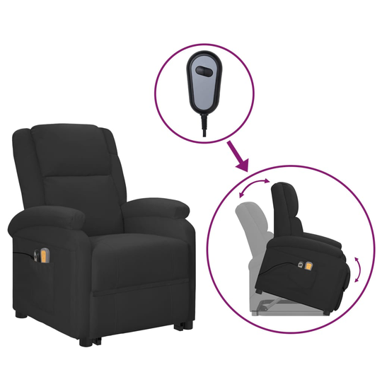 vidaXL Massagefåtölj med uppresningshjälp svart konstläder
