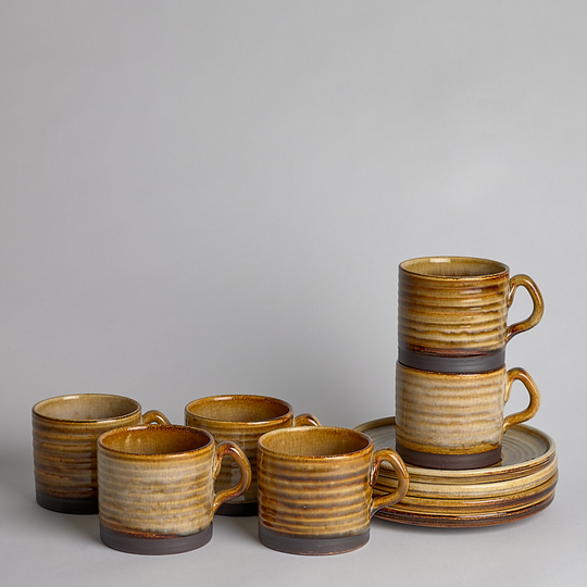 Vintage - SÅLD 6 st Kaffekoppar med 4 st Fat Töreboda