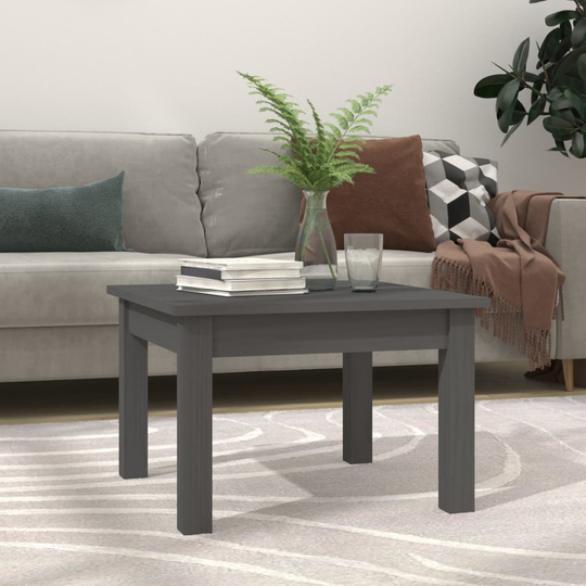 vidaXL Soffbord grå 45x45x30 cm massiv furu