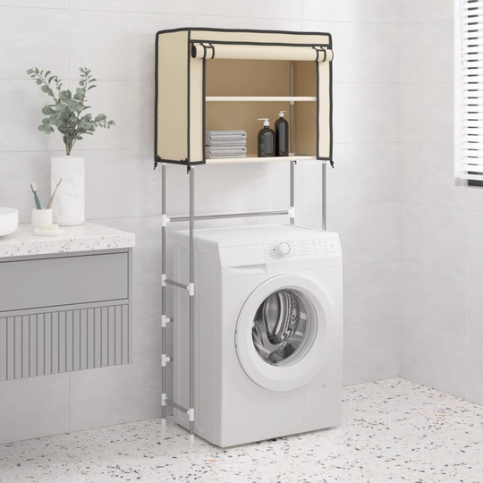vidaXL Hylla för tvättmaskin 2 hyllplan gräddvit 71x29,5x170,5 cm järn