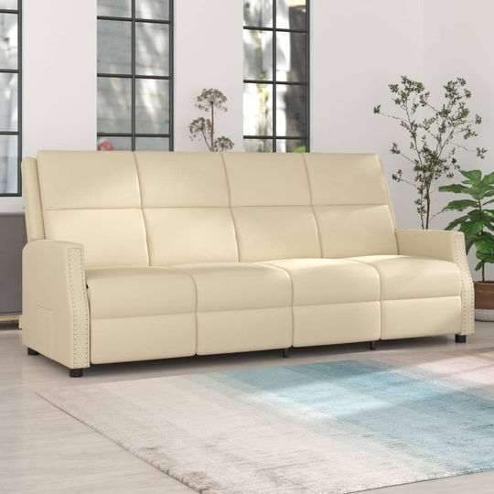 vidaXL Reclinerfåtölj 4-sits gräddvit konstläder