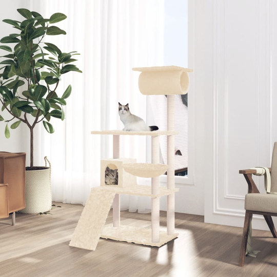 vidaXL Klösträd med sisalpelare gräddvit 131 cm