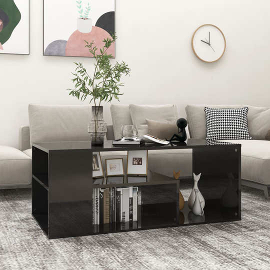 vidaXL Soffbord svart högglans 100x50x40 cm spånskiva