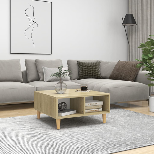 vidaXL Soffbord vit och sonoma-ek 60x60x30 cm spånskiva