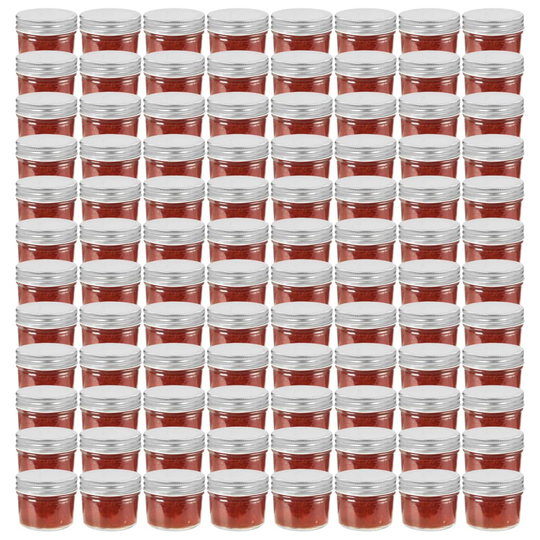 vidaXL Syltburkar i glas med silvriga lock 96 st 110 ml