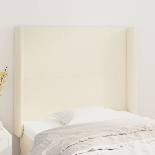 vidaXL Sänggavel med kanter gräddvit 83x16x118/128 cm konstläder