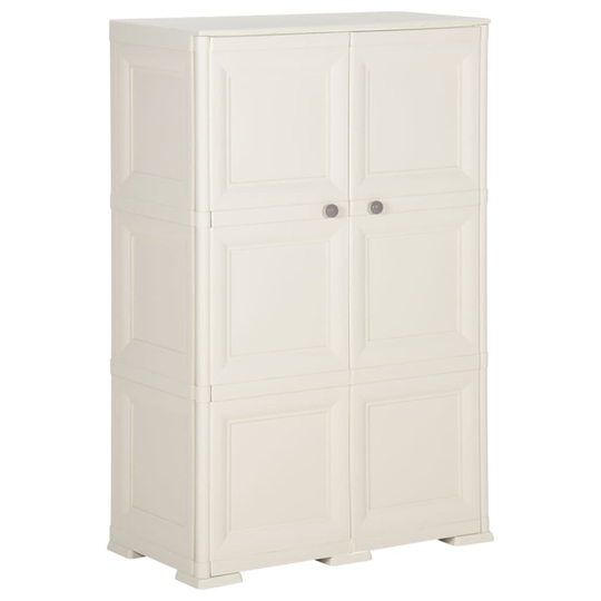 vidaXL Plastskåp 79x43x125 cm träimitation gräddvit
