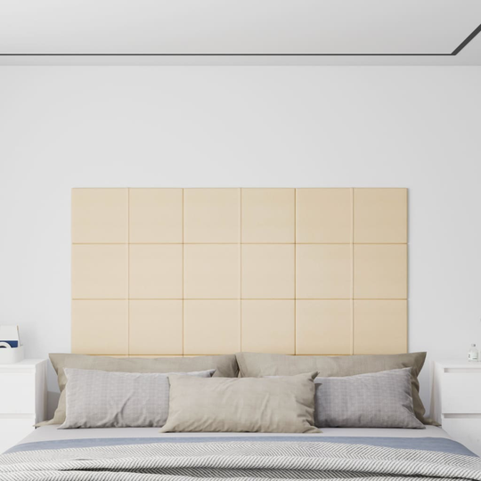 vidaXL Väggpaneler 12 st gräddvit 60x30 cm tyg 2,16 m²