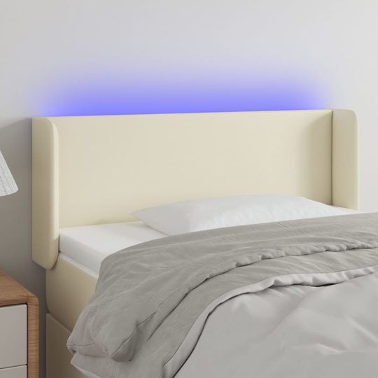 vidaXL Huvudgavel LED gräddvit 103x16x78/88 cm konstläder