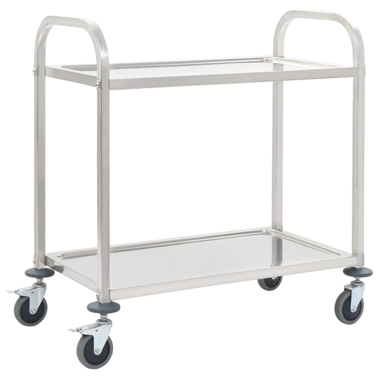 vidaXL Serveringsvagn 2 våningar 95x45x83,5 cm rostfritt stål