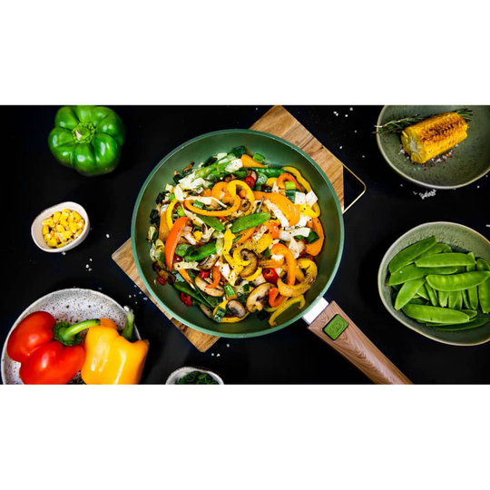 Just Vegan EKO Stekpanna med avtagbart handtag 24 cm aluminium grön