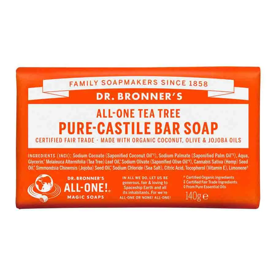 Dr Bronners Bar Soap Tea Tree, 140g ekologisk