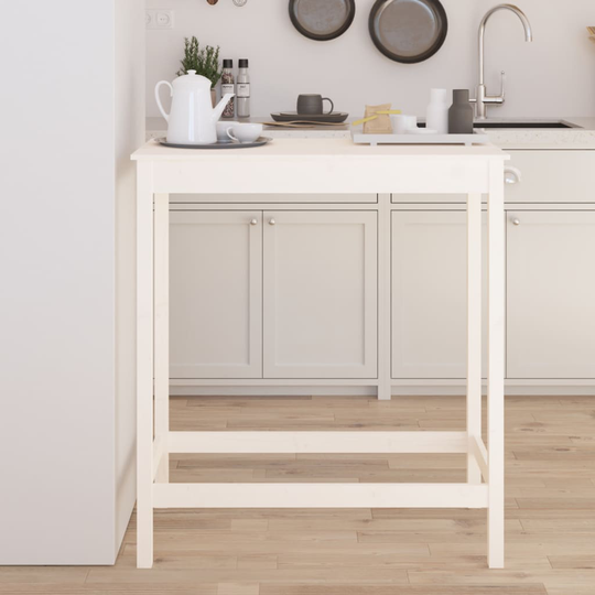 vidaXL Barbord vit 100x50x110 cm massivt furuträ