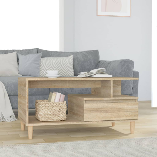 vidaXL Soffbord sonoma-ek 90x49x45 cm konstruerat trä