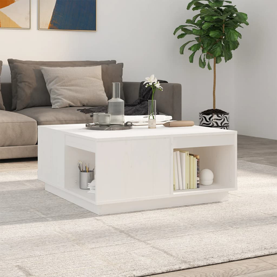 vidaXL Soffbord vit 80x81x36,5 cm massiv furu