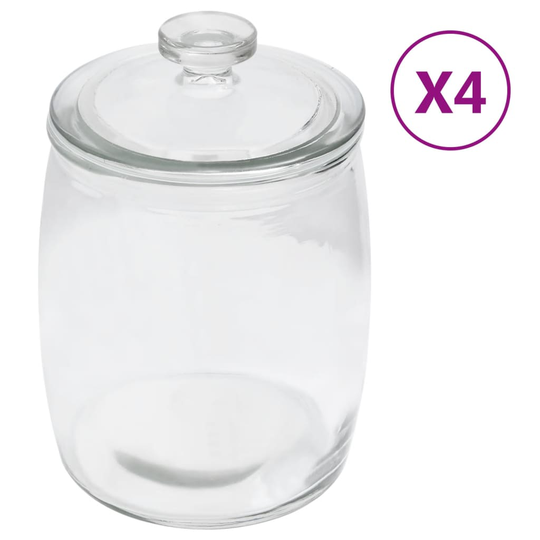 vidaXL Förvaringsburkar i glas med lock 4 st 2000 ml