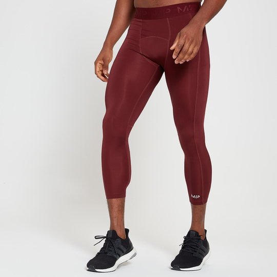 MP Men's Essentials Training 3/4 Base Layer Leggings - Vinröd - XXS