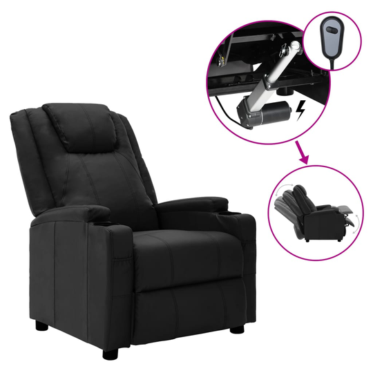 vidaXL Elektrisk reclinerfåtölj svart konstläder