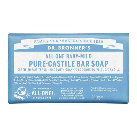 Dr Bronners Bar Soap Baby-Mild, 140g ekologisk