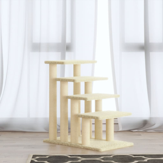 vidaXL Klösträd med klöspelare i sisal gräddvit 63 cm