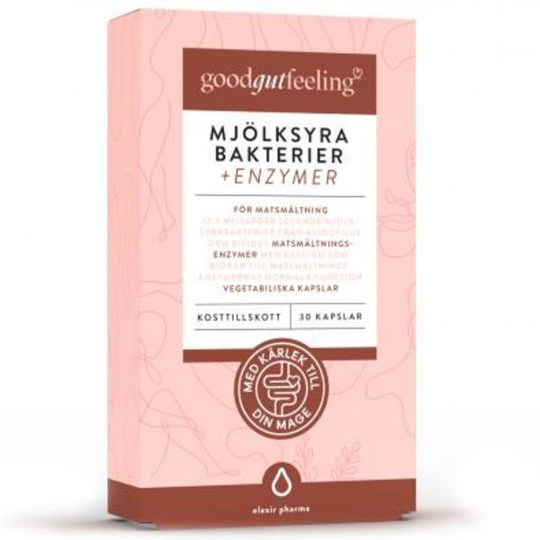 Elexir Pharma Good Gut Feeling Mjölksyrabakterier + Enzymer 30 kapslar