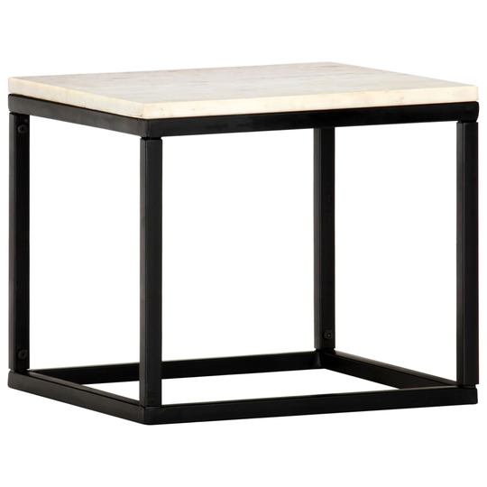 vidaXL Soffbord vit 40x40x35 cm äkta sten med marmorstruktur