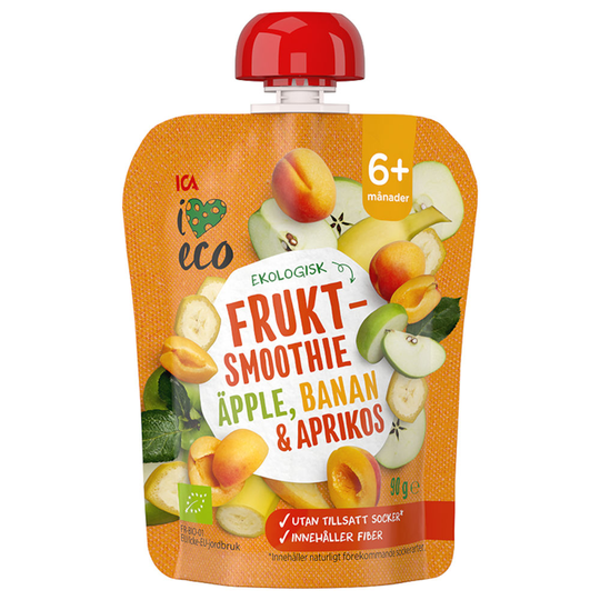 ICA I Love Eco Fruktsmoothie Äpple Banan Aprikos 90 g