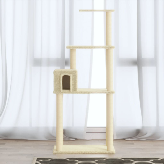 vidaXL Klösträd med klöspelare i sisal gräddvit 147 cm