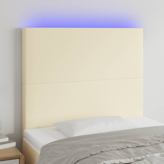 vidaXL Huvudgavel LED gräddvit 90x5x118/128 cm konstläder