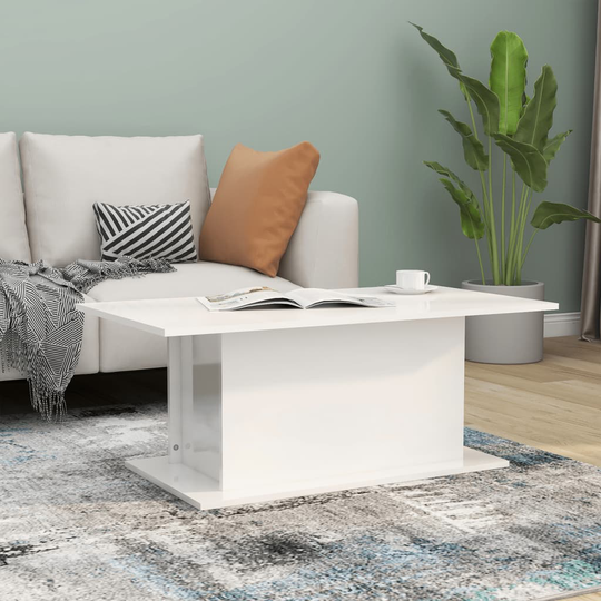 vidaXL Soffbord högglans vit 102x55,5x40 cm spånskiva