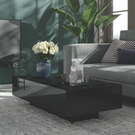 vidaXL Soffbord svart högglans 115x60x31 cm spånskiva