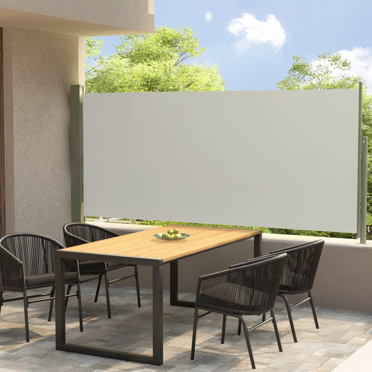 vidaXL Infällbar sidomarkis 140x300 cm gräddvit