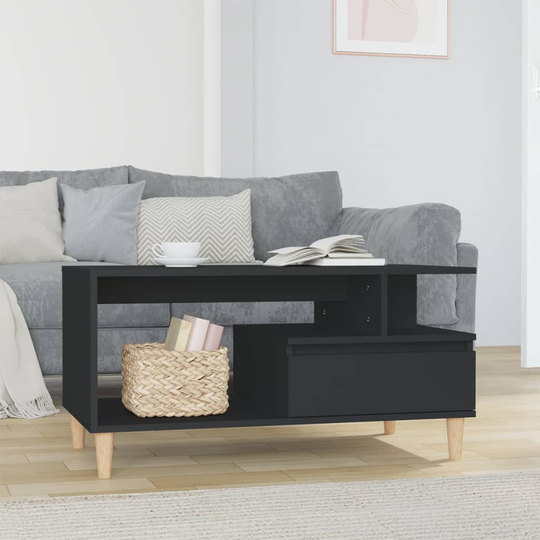 vidaXL Soffbord svart 90x49x45 cm konstruerat trä