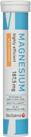BioSalma Magnesium 187,5 mg Apelsin 20 brustabletter