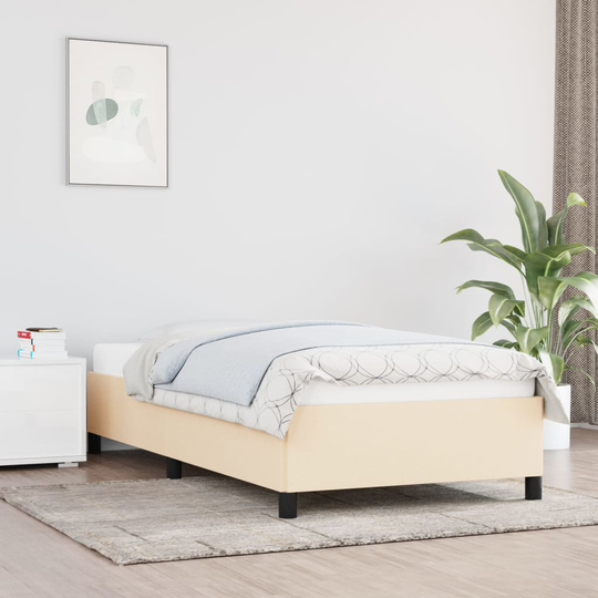 vidaXL Sängram gräddvit 90x190 cm tyg