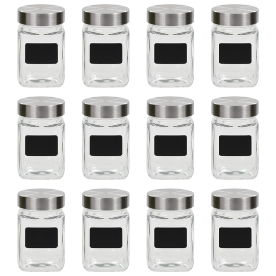 vidaXL Förvaringsburkar i glas med etiketter 12 st 300 ml