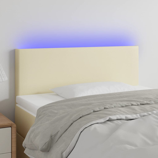 vidaXL Huvudgavel LED gräddvit 100x5x78/88 cm konstläder
