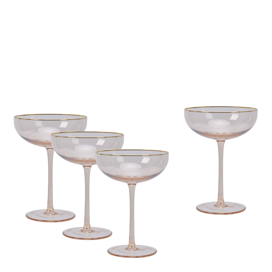 Modern House - Champagneglas med Guldkant 23 cl 4-pack Soft Pink