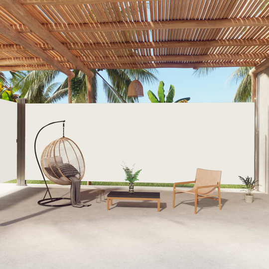 vidaXL Infällbar sidomarkis gräddvit 220x1000 cm