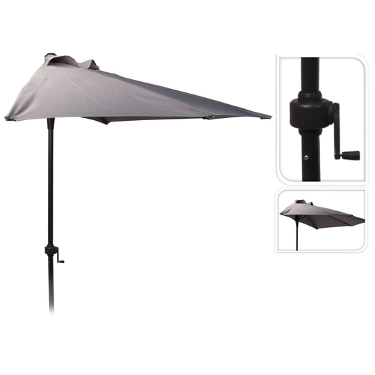 ProGarden Parasoll 250 cm halvrund ljusgrå