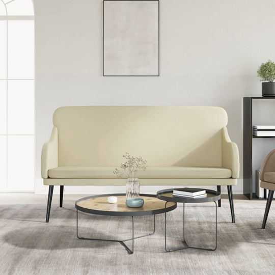 vidaXL Bänk gräddvit 110x76x80 cm konstläder