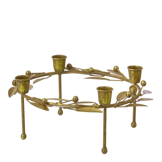 Bungalow - Adventsljusstake Löv 23x9 cm Guld
