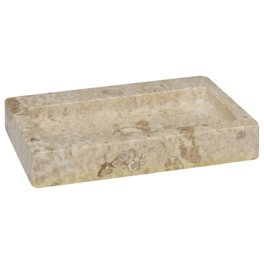 vidaXL Handfat gräddvit 38x24x6,5 cm marmor