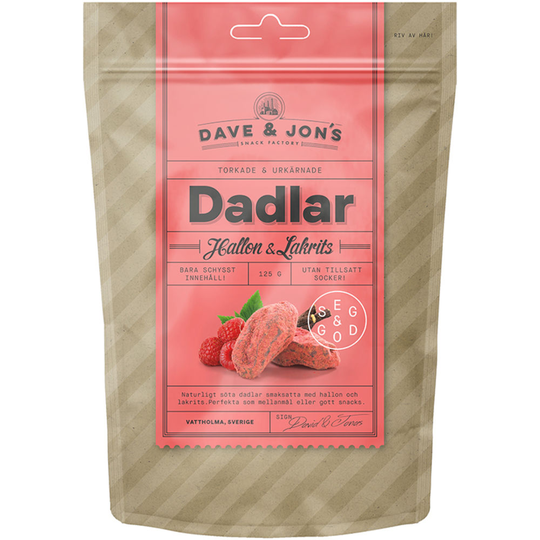 Dave & Jon's Dadlar Hallon/Lakrits 125 g