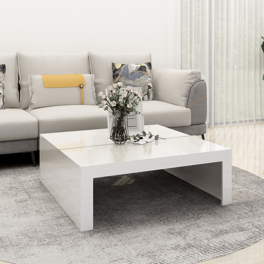 vidaXL Soffbord vit högglans 100x100x35 cm konstruerat trä