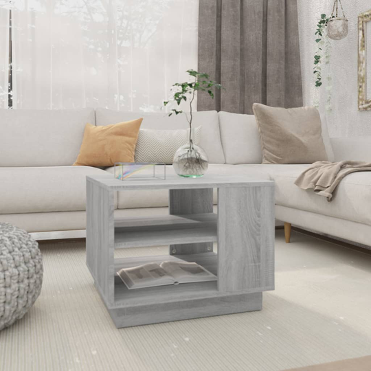vidaXL Soffbord grå sonoma-ek 55x55x43 cm spånskiva