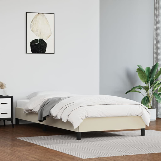 vidaXL Sängram gräddvit 100x200 cm konstläder
